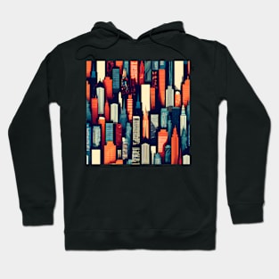 Urban Horizon 2: Stylistic Vector City Skyline Fabric Print Hoodie